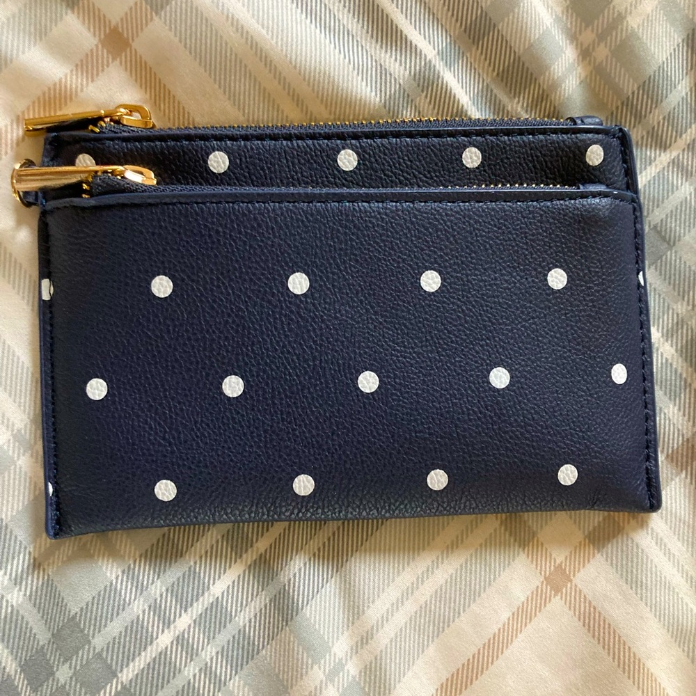 New! “A New Day” Wristlet Style Wallet. Navy with white polkadots by “A New Day”
